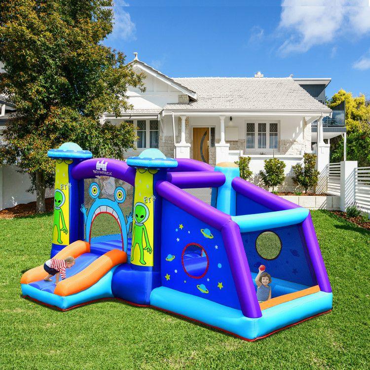 Kids Inflatable Bounce House Aliens Jumping Castle Without Blower Multicolor |   Outdoor Play