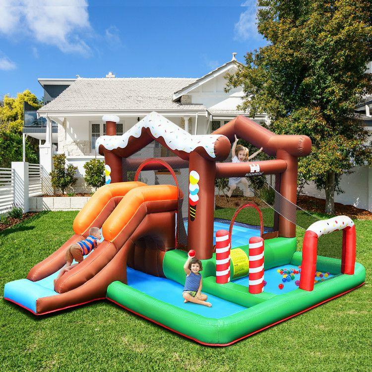 Kids Inflatable Bounce House Jumping Castle Slide Climber Bouncer Without Blower  |   Outdoor Play