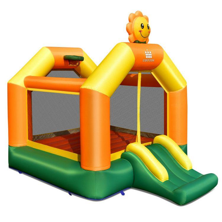 Kids Inflatable Bounce Jumping Castle House with Slide without Blower Yellow, Green, Orange |   Bounce House