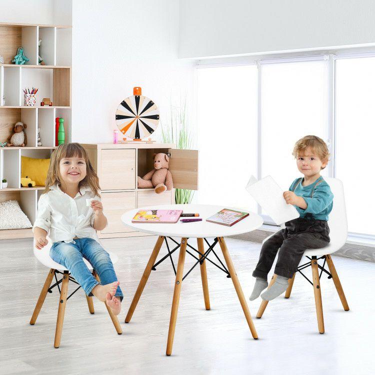 Kid’s Modern Dining Table Set with 2 Armless Chairs White |   Kids Table & Chair Sets