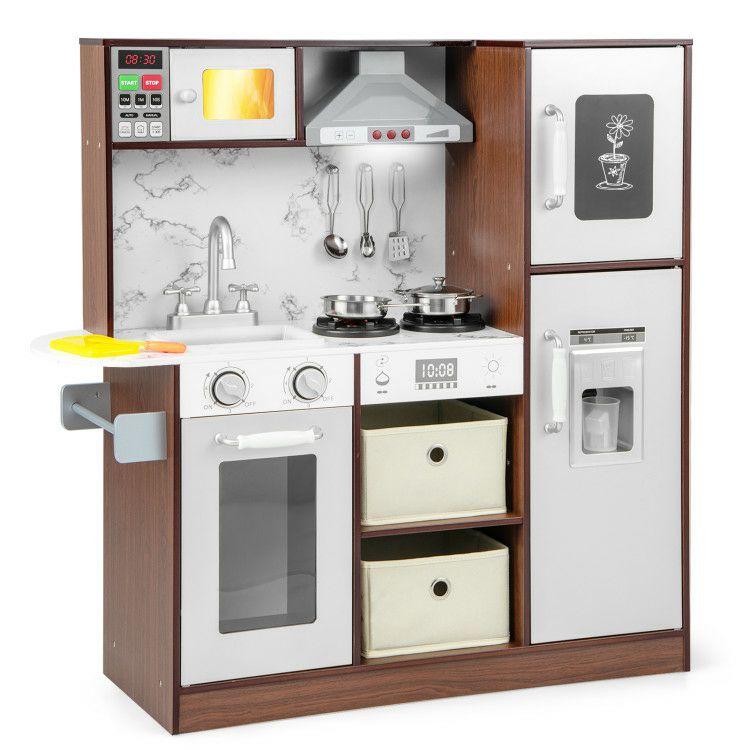 Kids Modern Toy Kitchen Playset with Attractive Lights and Sounds Coffee |   Play Kitchen Sets