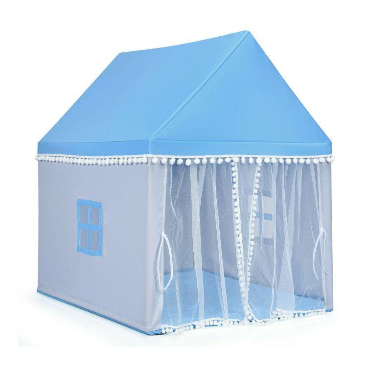 Kids Play Tent Large Playhouse Children Play Castle Fairy Tent Gift with Mat Blue |   Play Tents & Playhouse