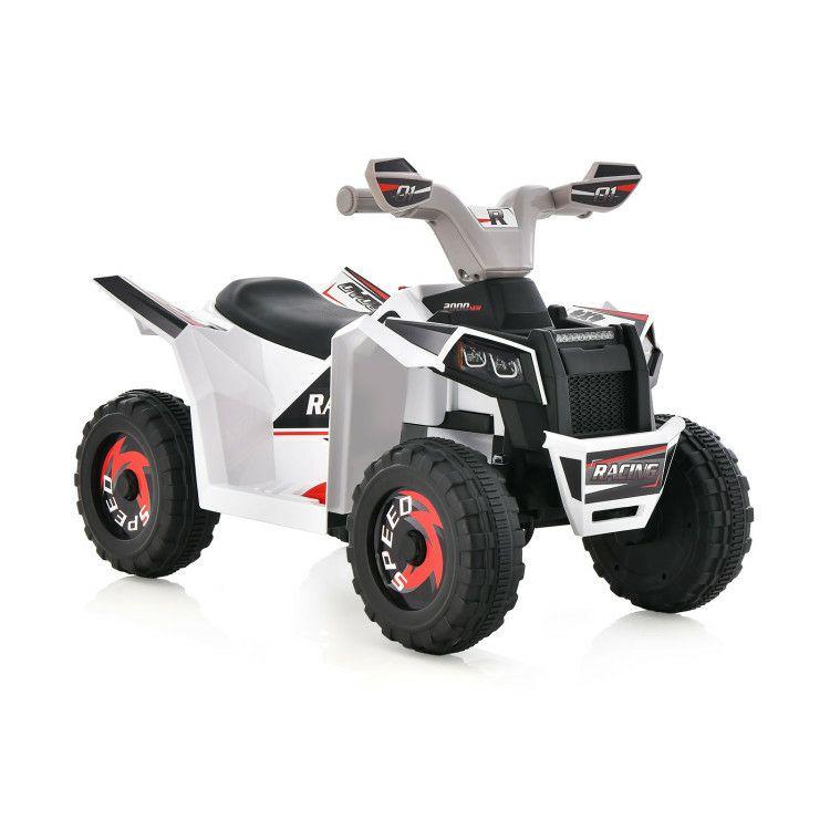 Kids Ride on ATV 4 Wheeler Quad Toy Car with Direction Control White |   Powered Ride On Toys