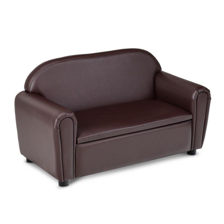 Kids Sofa Armrest Chair with Storage Function Brown |   Kids Chairs & Seating