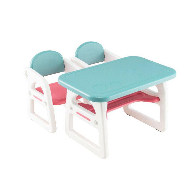 Kids Table and Chair Set with Building Blocks Pink & Blue |   Kids Table & Chair Sets