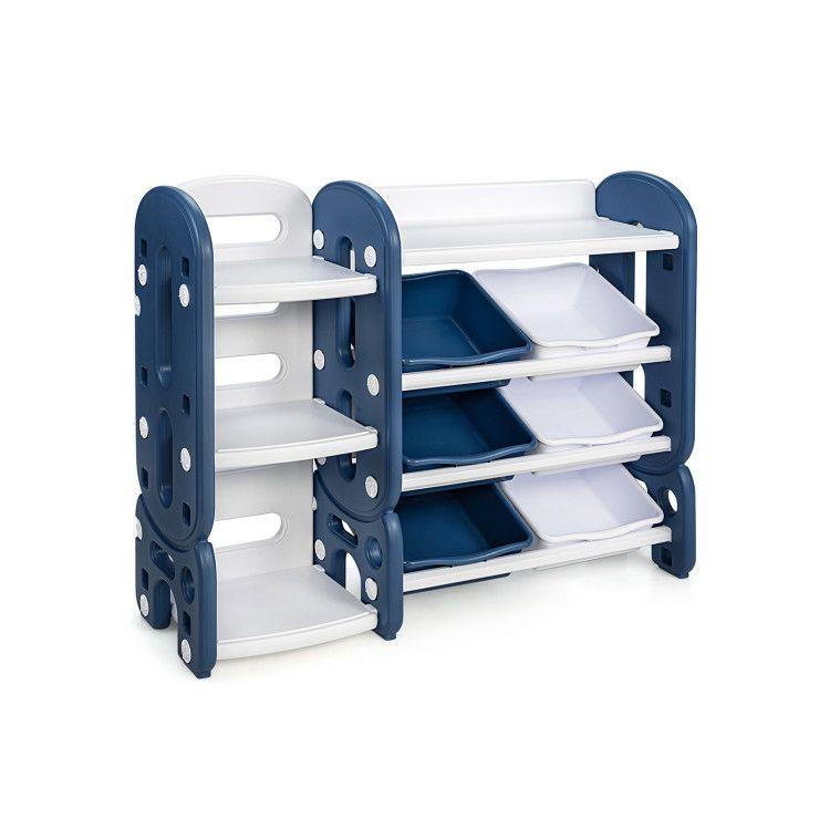 Kids Toy Storage Organizer with Bins and Multi-Layer Shelf for Bedroom Playroom Blue |   Kids Storage