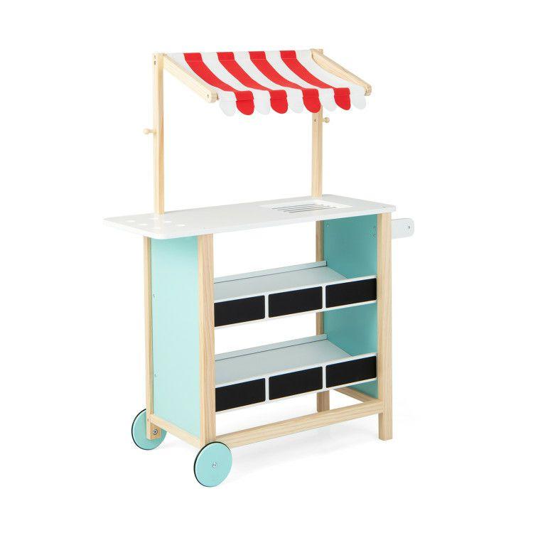 Kids Wooden Ice Cream Cart with Chalkboard and Storage for over 3 Years Old Red |   Play Kitchen Sets