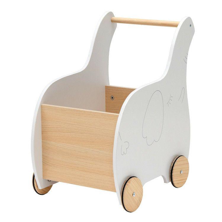 Kids Wooden Shopping Cart with Rubber Wheels White |   Kids Storage