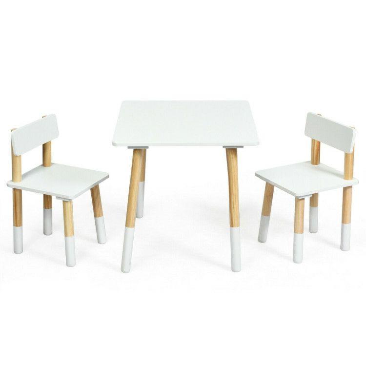 Kids Wooden Table and 2 Chairs Set White |   Kids Table & Chair Sets