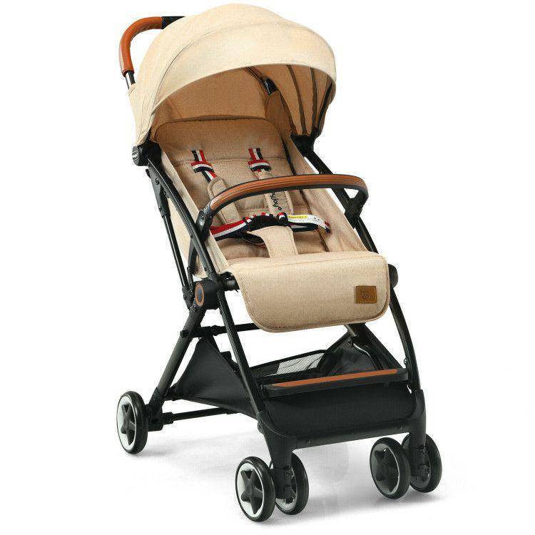 Lightweight Aluminium Frame Baby Stroller with Net Beige |   Baby Strollers