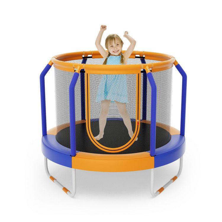 Mini Trampoline with Enclosure and Heavy-duty Metal Frame Orange |   Trampolines