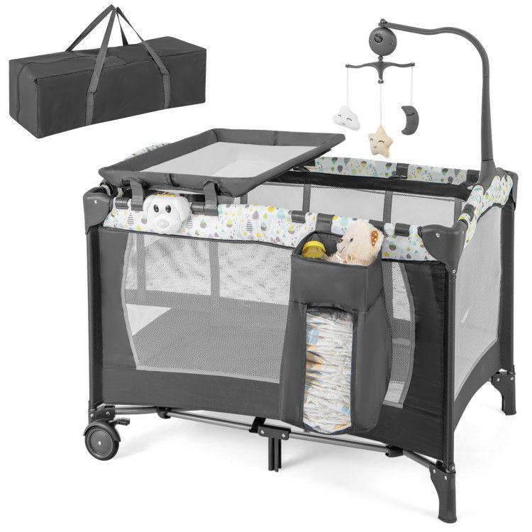 Multi-Functional Baby Playpen with Removable Changing Table Beige |   Baby Playpen & Playards