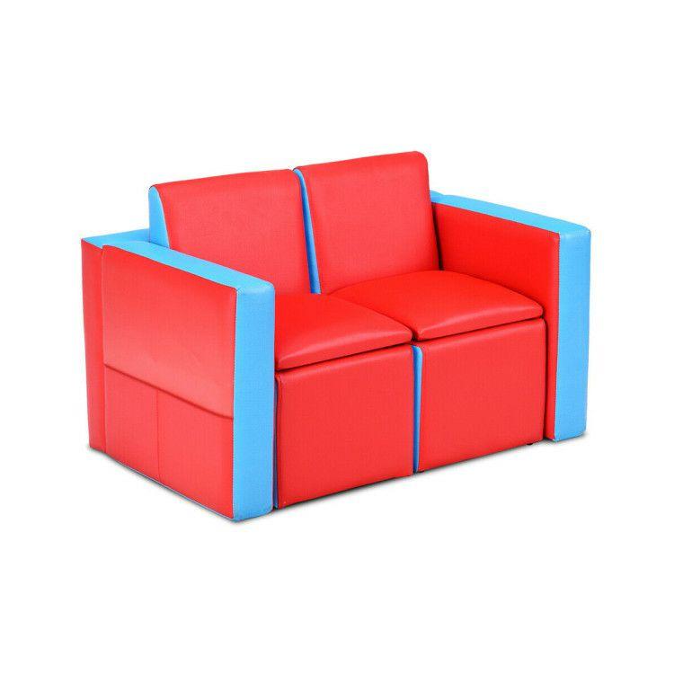 Multi-functional Convertible Kids Play Sofa and Table Chair Set Red |   Kids Chairs & Seating