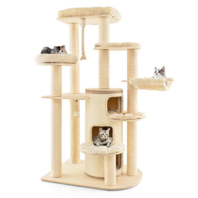 Multi-Level Cat Tree with 3-story Cat Condo Beige |   Cat Trees, Condos & Scratchers