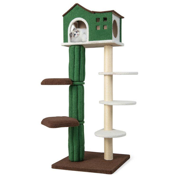 Multi-level Cat Tree with Condo andand Anti-tipping Device Green |   Cat Trees, Condos & Scratchers