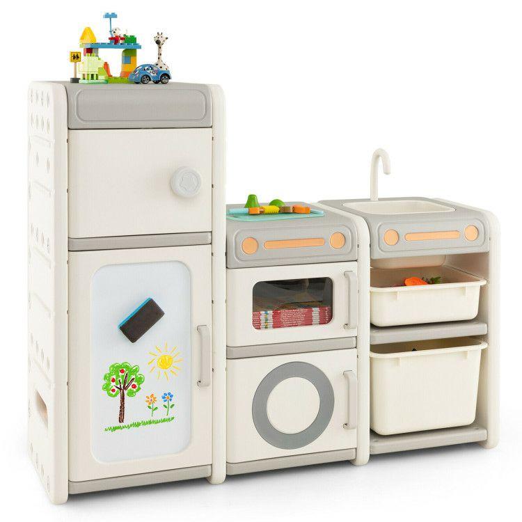 Multipurpose Toy Chest and Bookshelf with Magnetic Whiteboard Gray |   Kids Storage