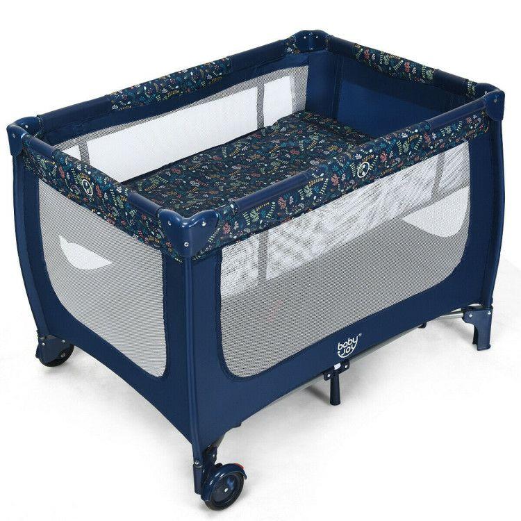 One-piece Free Installation Portable Baby Playpen Activity Center Blue |   Baby Playpen & Playards