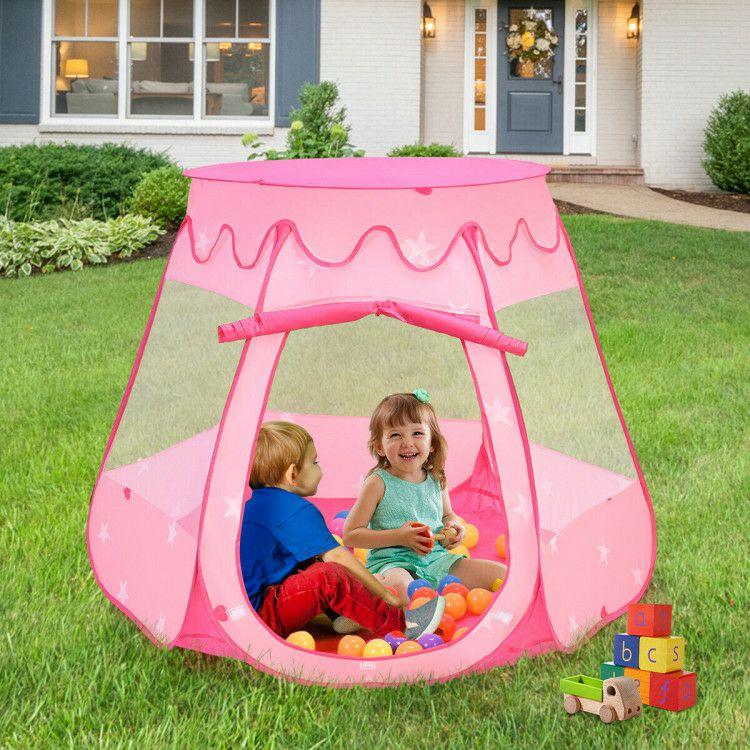 Pink Portable Kid Play House Play Tent with 100 Balls  |   Play Tents & Playhouse