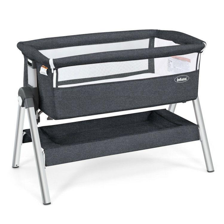 Portable Baby Bedside Sleeper with Adjustable Heights and Angles Gray |   Bassinets & Bedside Sleepers