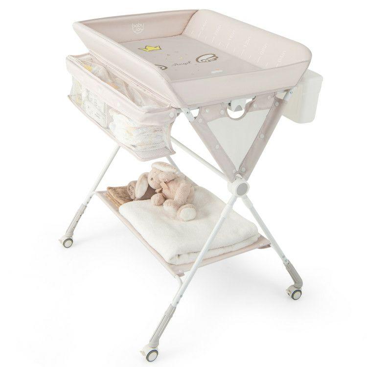 Portable Baby Changing Table with 3-Level Adjustable Height Beige |   Changing Tables