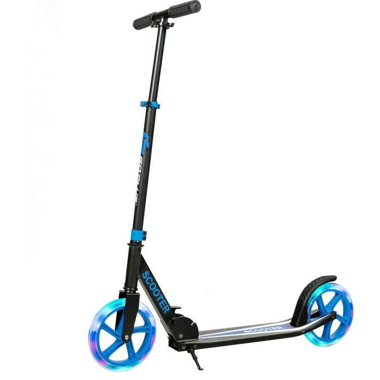 Portable Folding Sports Kick Scooter with LED Wheels Blue |   Scooters