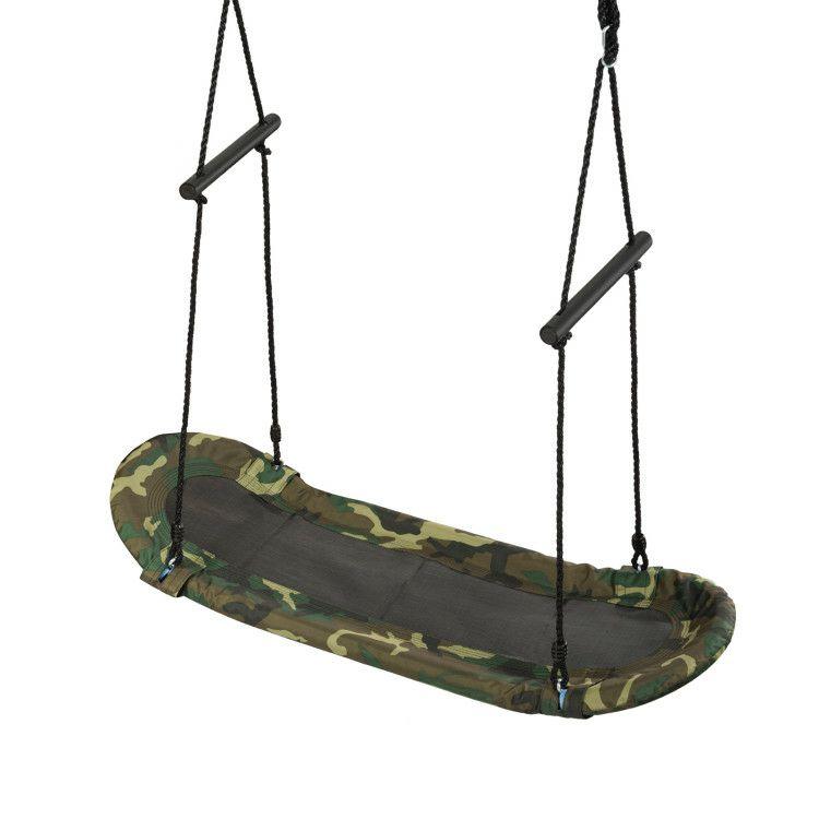 Saucer Tree Swing Surf Kids Outdoor Adjustable Oval Platform Set with Handle Camouflage |   Swing & Playsets