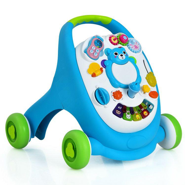 Sit-to-Stand Toddler Learning Walker with Lights and Sounds Blue |   Baby Walkers