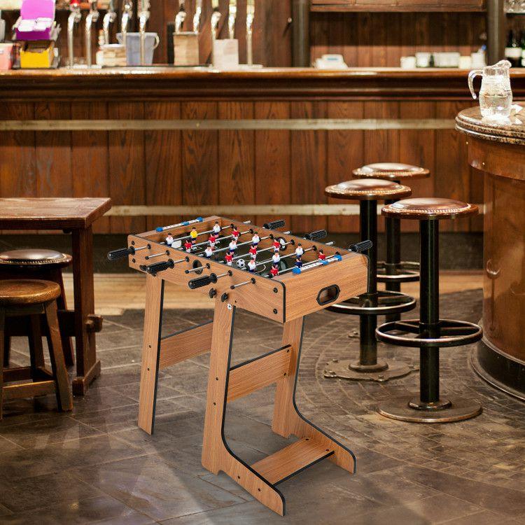 Space Saving Table Football with Durable Handle and 2 Footballs Natural |   Game Room