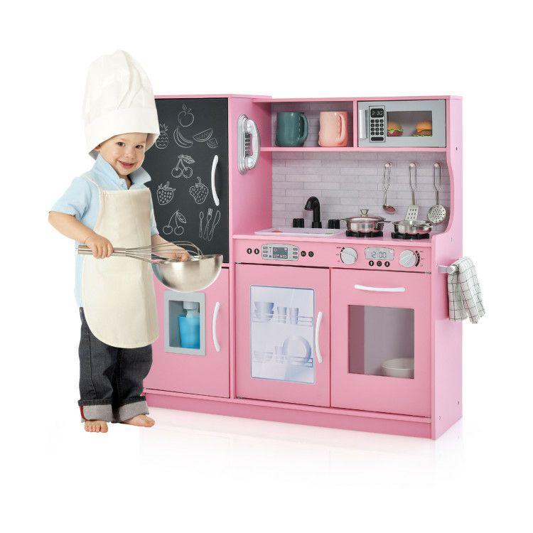 Toddler Pretend Play Kitchen for Boys and Girls 3-6 Years Old Pink |   Play Kitchen Sets