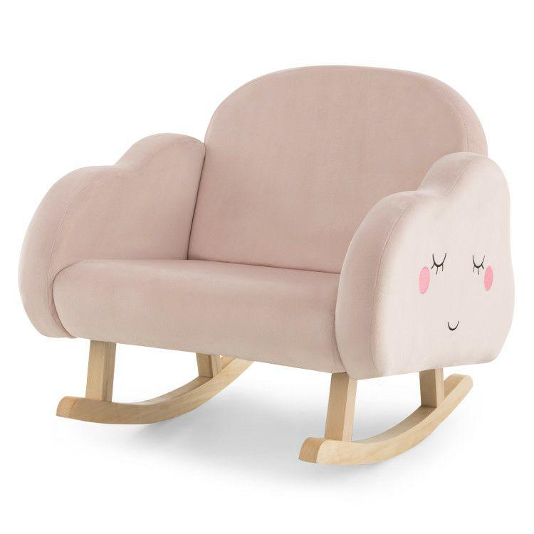 Upholstered Toddler Rocker with Solid Wood Legs and Non-slip Foot Pads Pink |   Kids Chairs & Seating