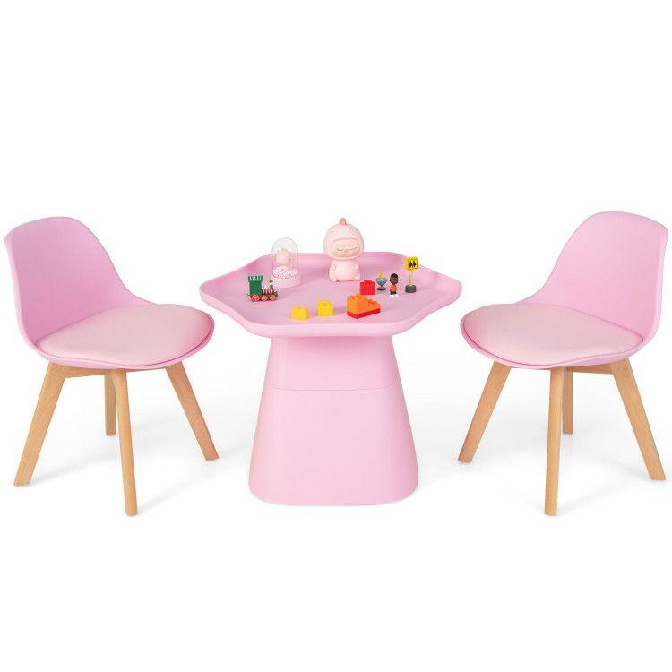 Wooden Kids Activity Table and Chairs Set with Padded Seat Pink |   Kids Table & Chair Sets