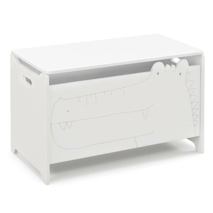 Wooden Kids Toy Box with Safety Hinge White |   Kids Storage