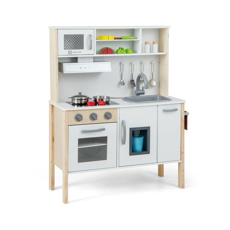 Wooden Pretend Play Kitchen Set for Toddlers White |   Play Kitchen Sets