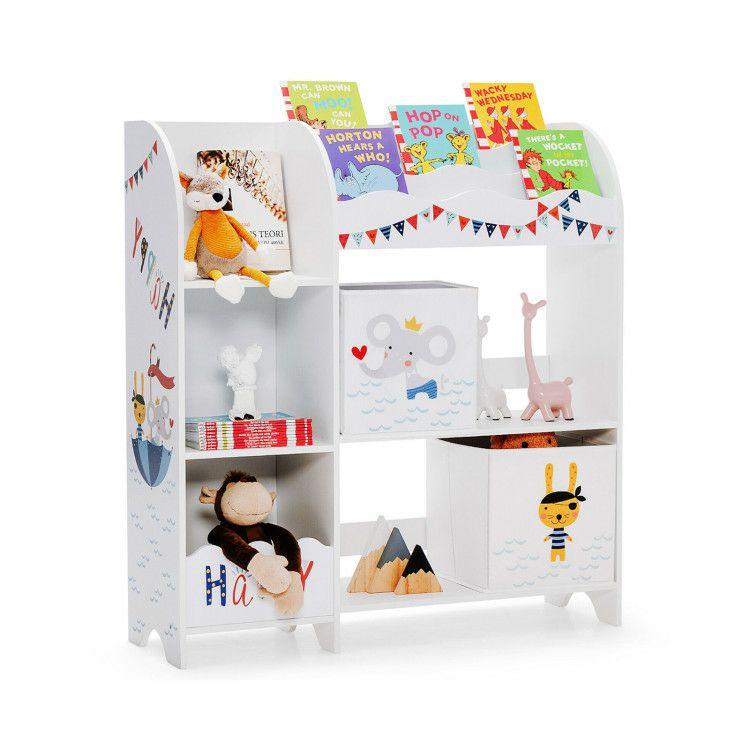 Wooden Storage Cabinet with Storage Bins for Children White |   Kids Storage