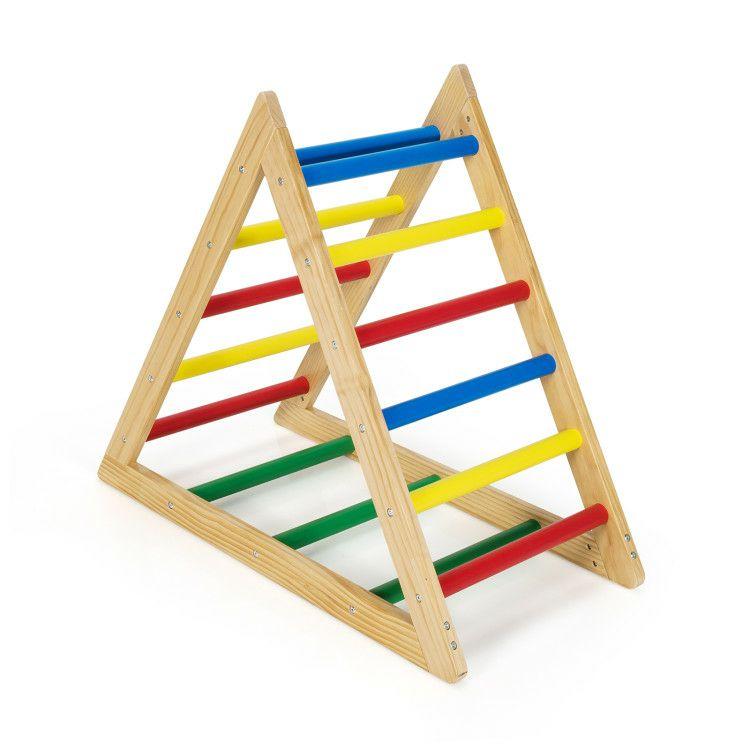 Wooden Toddlers Triangle Climber with 3 Levels Climbing Difficulty Multicolor |   Climbers & Slides