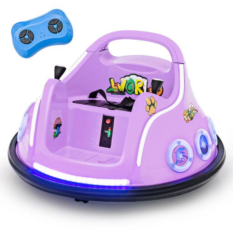 12V Electric Ride On Car with Remote Control and Flashing LED Lights Purple |   Powered Ride On Toys