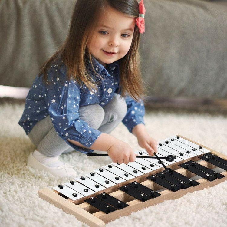 27 Note Glockenspiel Xylophone with 2 Rubber Mallets Black, White |   Drums & Percussion