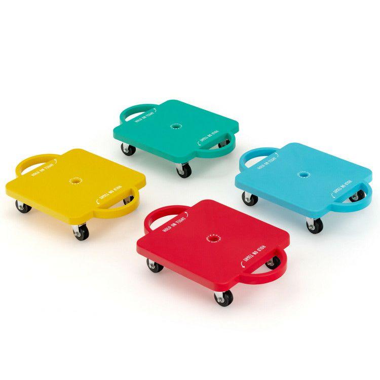 4 Pieces Kids Sitting Scooter Set with Handles and Non-marring Universal Casters Multicolor |   Scooters