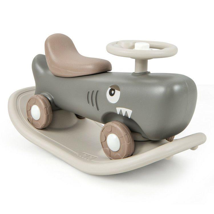 Convertible Rocking Horse and Sliding Car with Detachable Balance Board Dark Gray |   Push & Pedal Ride On Toys