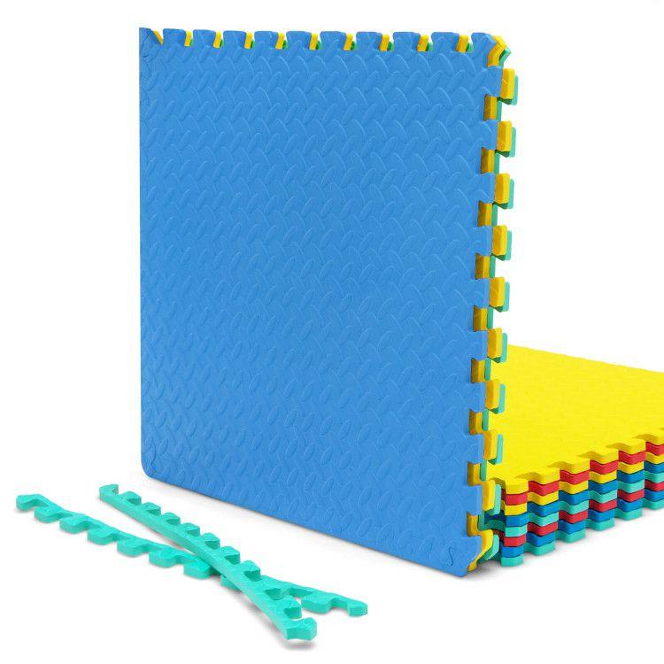 12 Pieces Flooring Mats Interlocking EVA Foam Exercise Mats with Anti-slip Surface Multicolor |   Baby Gyms & Playmats