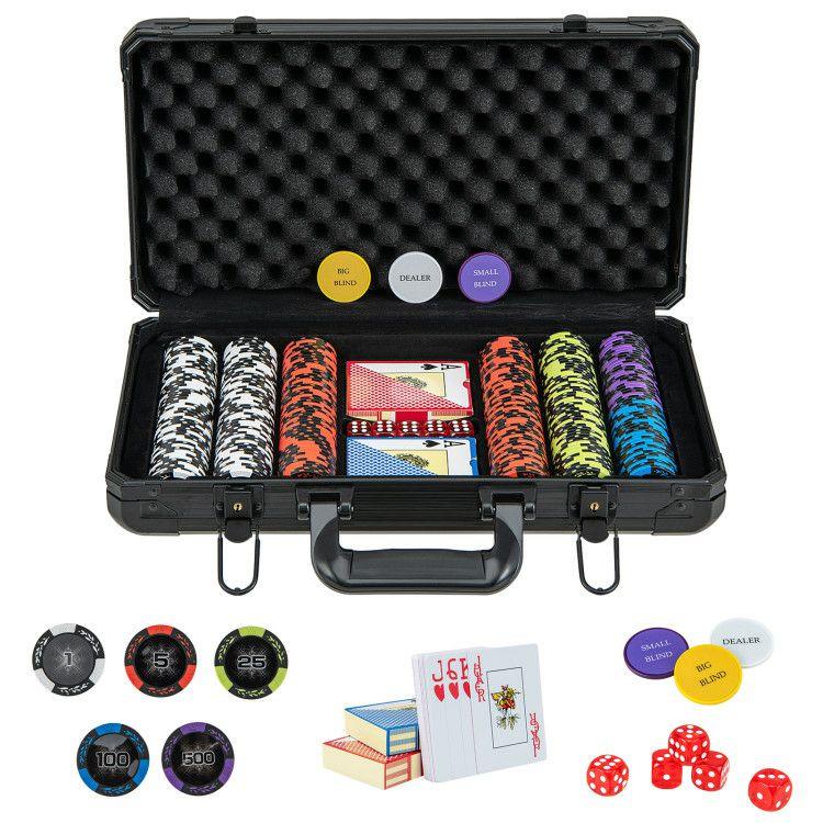 14 Gram Texas Holdem Poker Chip Set 300 Piece Claytec Chips Black |   Game Room