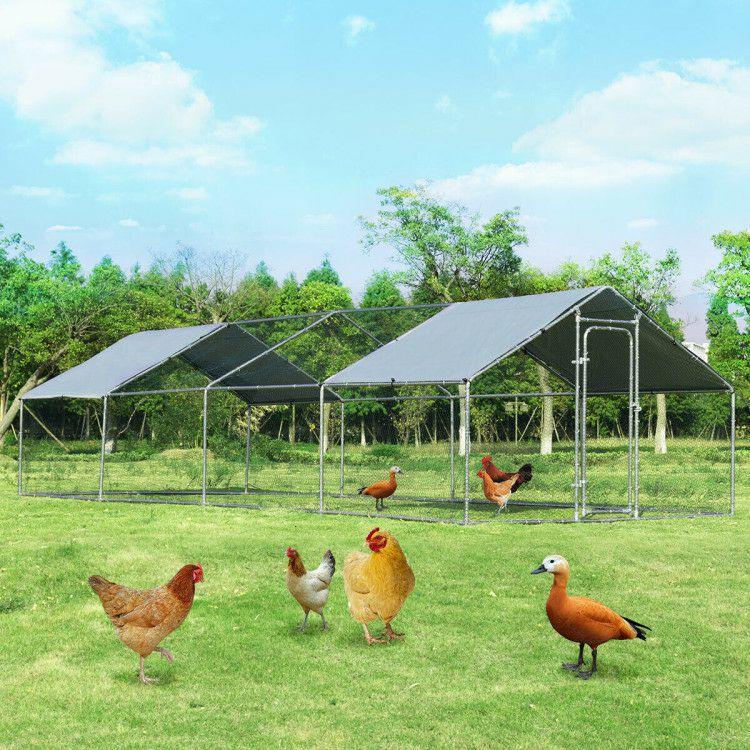 26.2 x 9.5 ft Large Walk-In Chicken Coop with Roof Cover  |   Chicken Coops