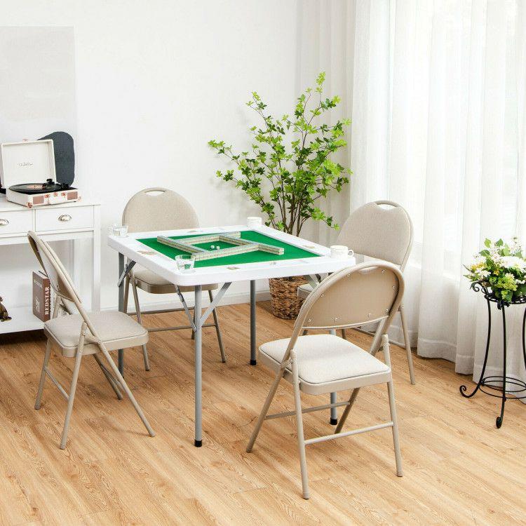 4-Player Mahjong Game Table with Iron Frame Green |   Game Room