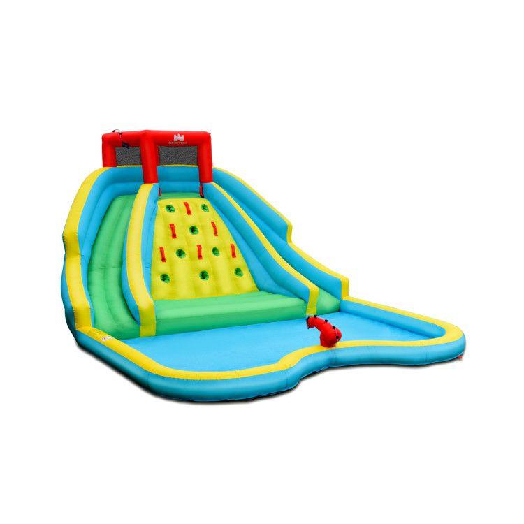 Double Side Inflatable Water Slide Park with Climbing Wall for Outdoor Without Blower  |   Bounce House