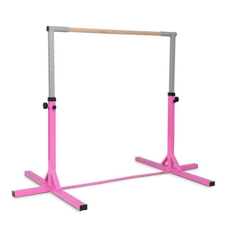 Gymnastics Horizontal Bar with Adjustable Height for Kids Pink |   Toy Sports