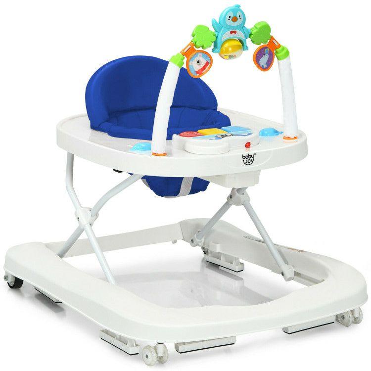 2-in-1 Foldable Baby Walker with Adjustable Heights Blue |   Baby Walkers