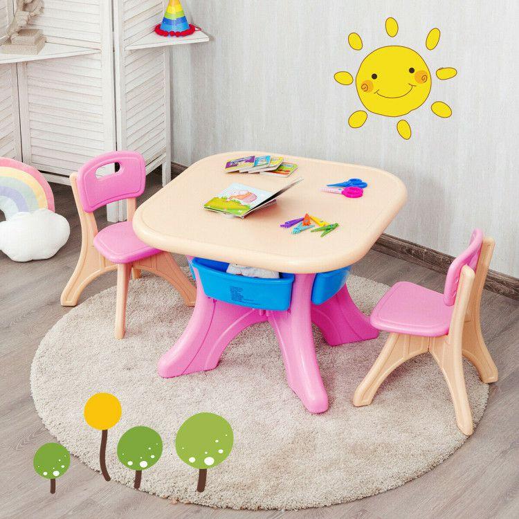 Kids Activity Table and Chair Set Play Furniture with Storage Multicolor |   Kids Table & Chair Sets