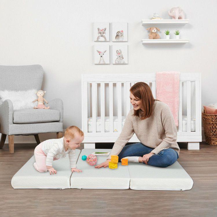 Tri-Fold Pack and Play Mattress with 3 Inch Ultra Soft Foam White |   Toddler Beds