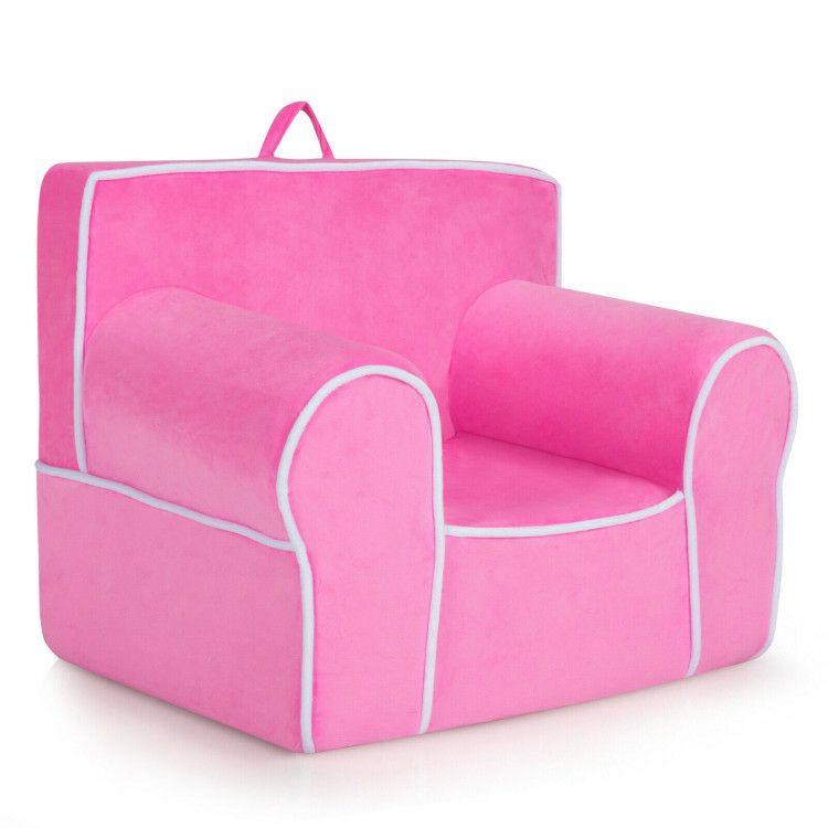 Upholstered Kids Sofa with Velvet Fabric and High-Quality Sponge Pink |   Kids Chairs & Seating